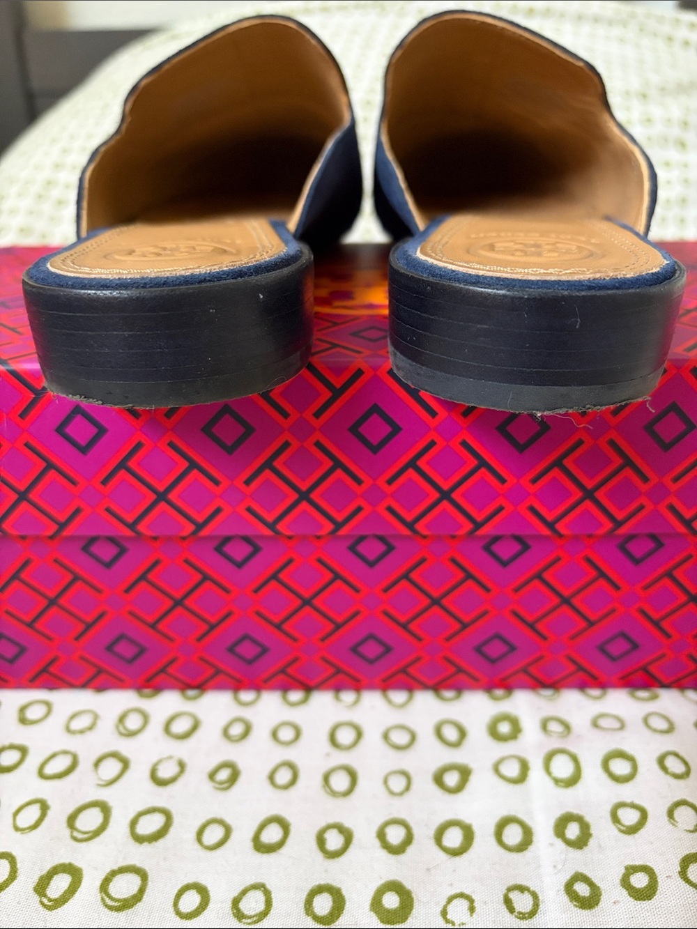 Tory Burch Carlotta Navy Suede Mule Slides - Picture 8 of 10